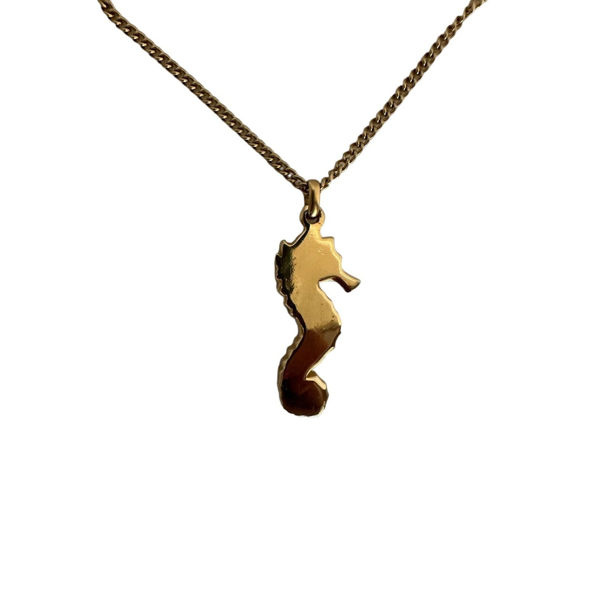 Gold Tone Seahorse Pendant - 17in