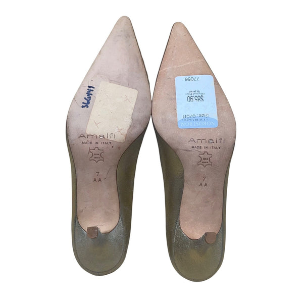 Amalfi Women’s Gold Leather Pointed-Toe High-Heel Pumps Size 7AA Narrow