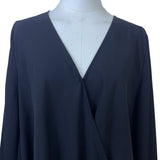 Banana Republic Womens Black Polyester V-Neck Wrap Blouse Long Sleeve Size XL