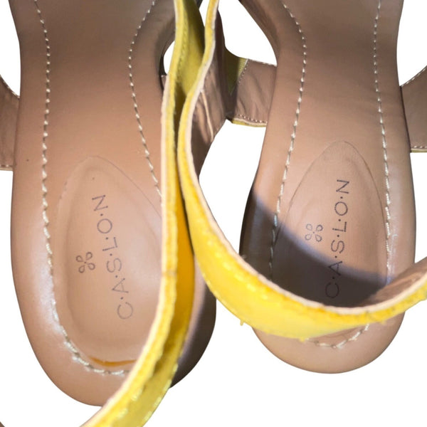 Caslon Women’s Yellow Leather Adjustable Strap Block Heel Sandals Size 7.5M