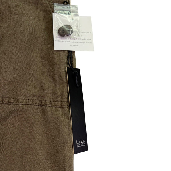 Nicole Miller Womens Khaki Straight-Leg Pants Button Accents Size US 10