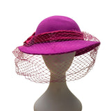 Michael Howard Womens Pink Wool Hat With Satin Ribbon & Veil Vintage Style USA