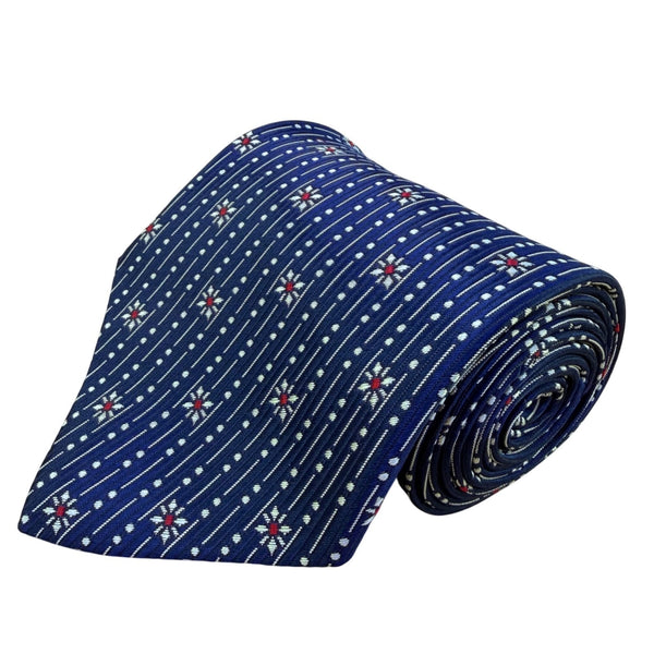 Parkster Mens Blue Silk Handmade Neck Tie Star Dot Pattern