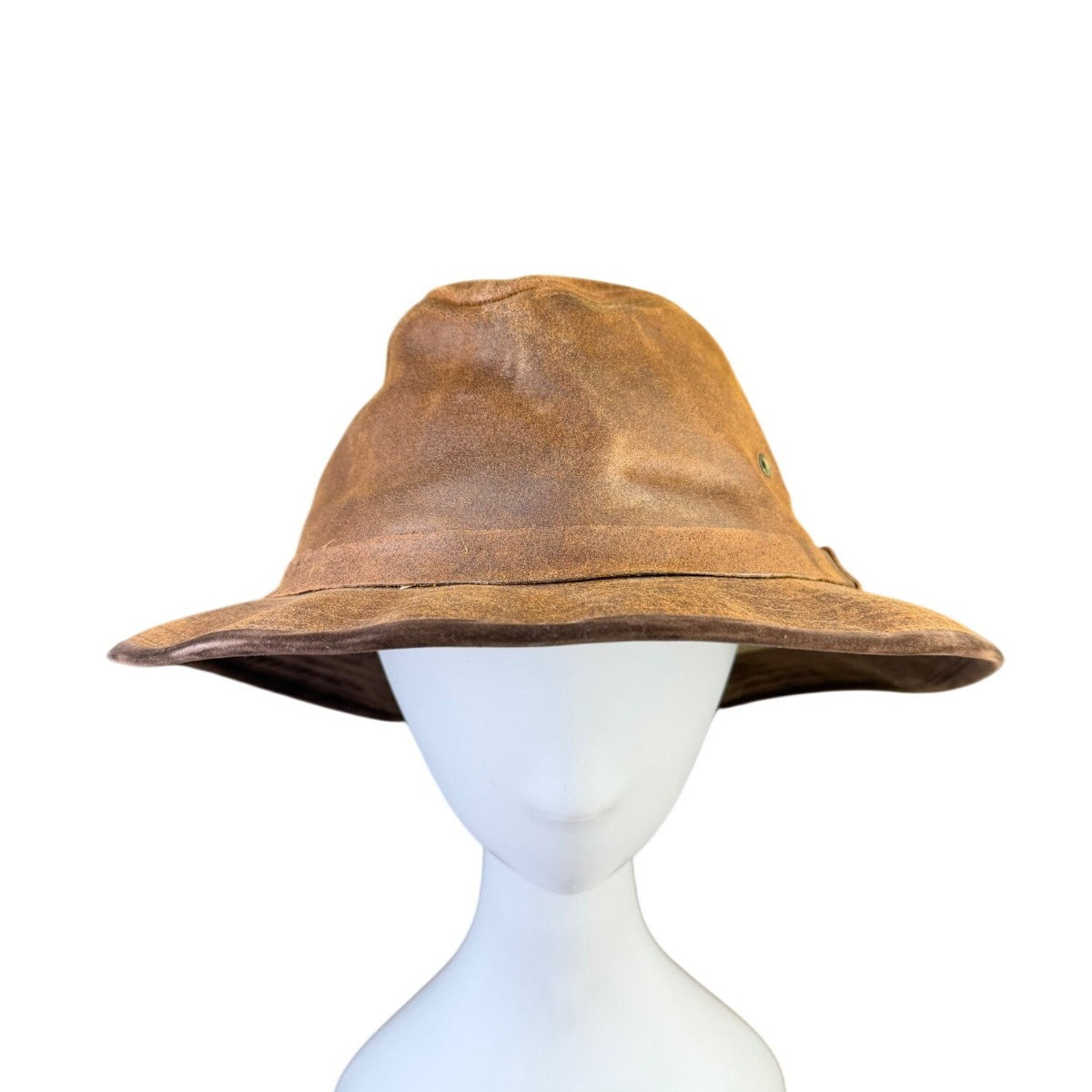 L.L.Bean Mens Brown Leather Safari-Style Hat Durable Outdoor Sun Hat