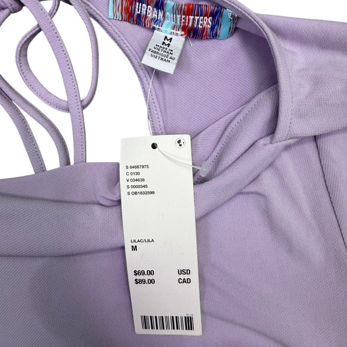Urban Outfitters Womens Lilac Dress With Lace-Up Bell Sleeves Size M