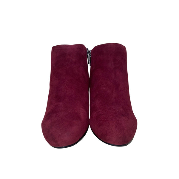 Bandolino Women’s Burgundy Suede Elastic Panel Zipper Closure Ankle Booties Sz 9