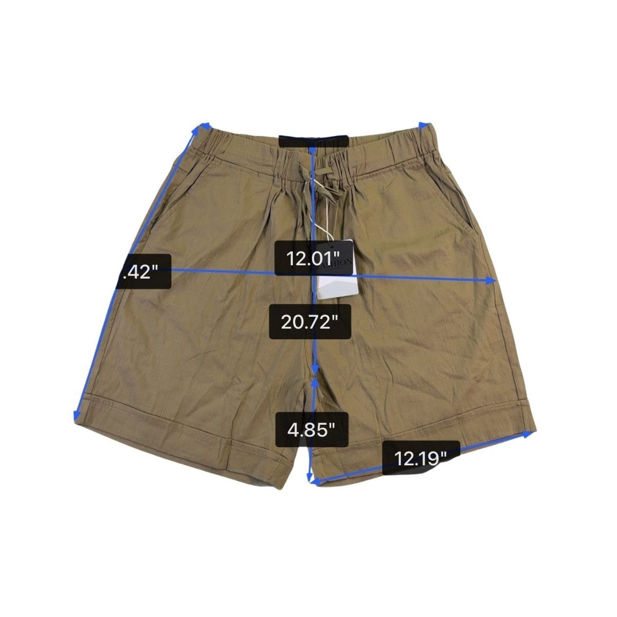 Fashion Clothing Womens Tan Drawstring Casual Shorts Size Large