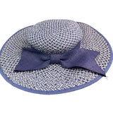 Jessica Simpson Womens Navy & White Woven Paper Sun Hat With Bow One Size