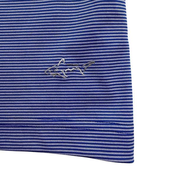 Greg Norman Mens Blue Striped Polo Shirt Play Dry Performance Breathable Size L