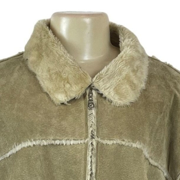 Leather Limited Women's Tan Long Sleeve Zip Up Leather Coat Sz XL