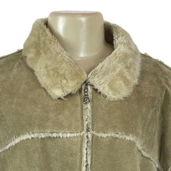 Leather Limited Women's Tan Long Sleeve Zip Up Leather Coat Sz XL