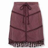 Arden B Womens Burgundy Leather Crochet Trim A-Line Skirt Size 6