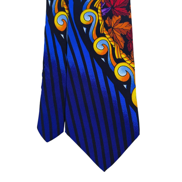 Rush Limbaugh No Boundaries SilBlue & Multi-Color Silk Tie Abstract Leaf Striped