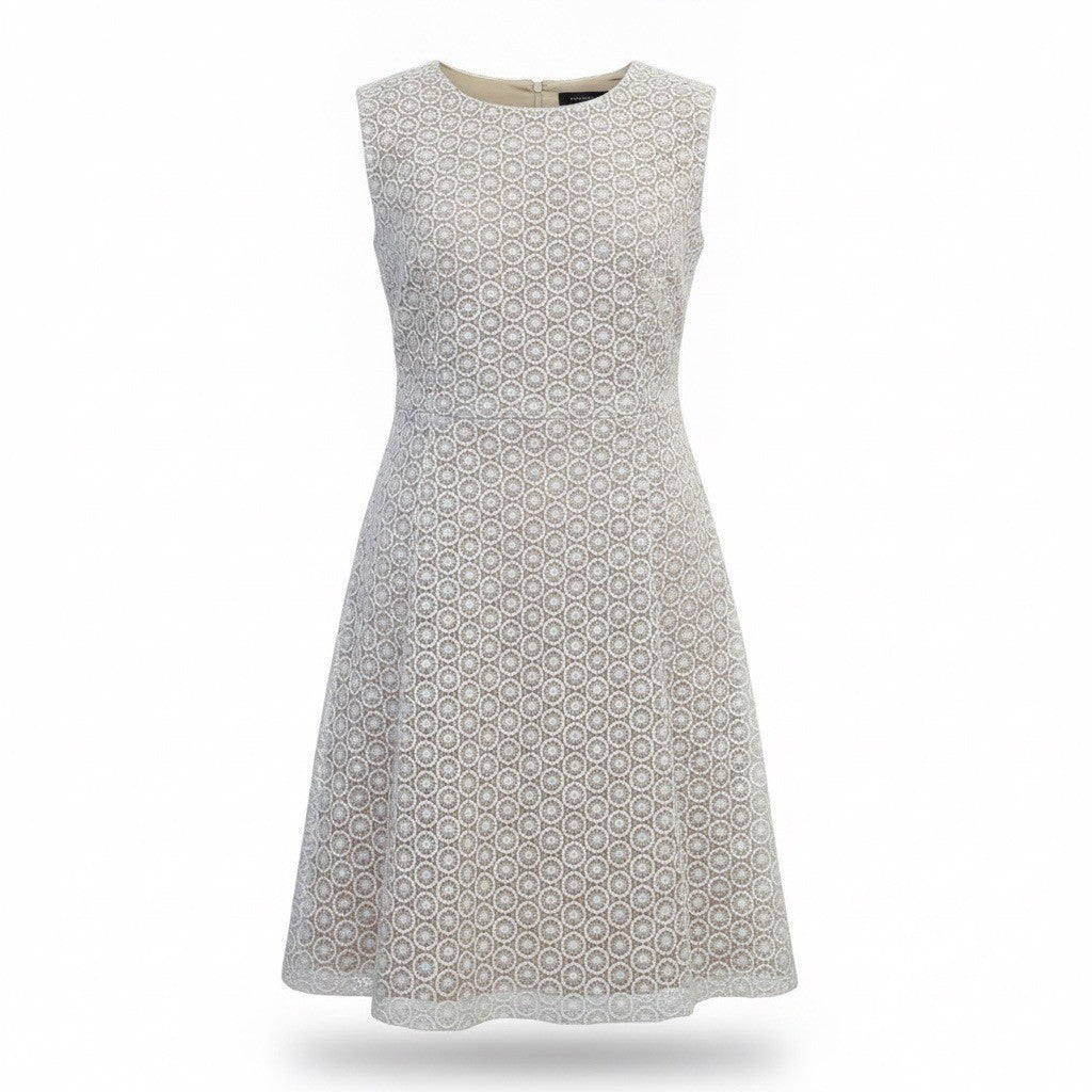 Jessica Howard Womens Beige Polyester Sleeveless A-Line Dress Geometric Size 12