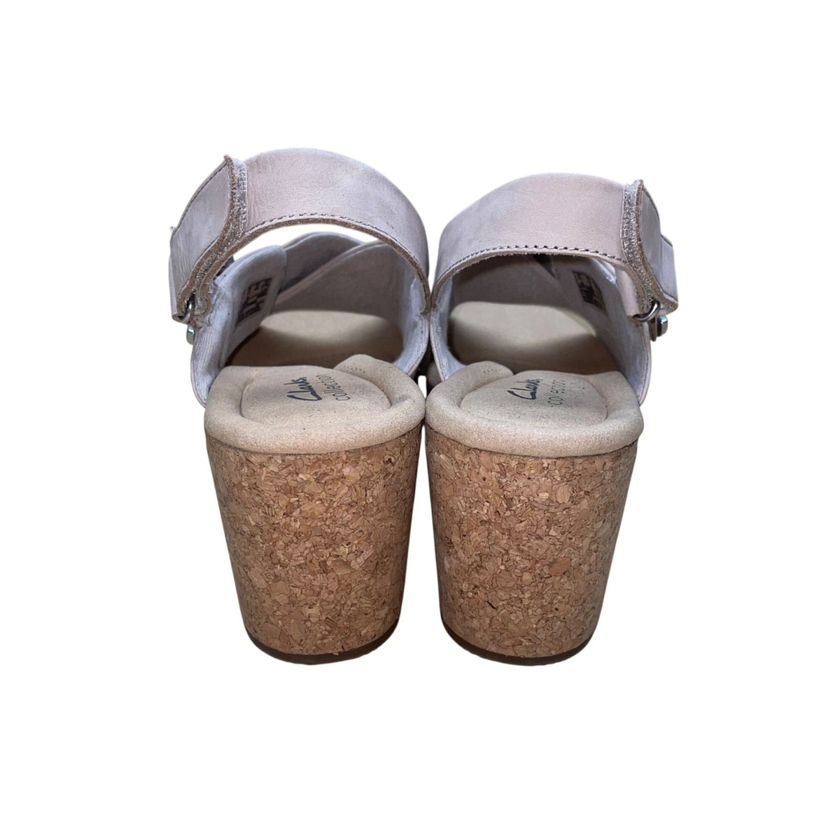 Clarks Women’s Lilac Nubuck Slingback Buckle Cork Wedge Sandals Size 12