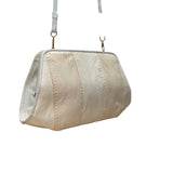 Aspects Women’s Beige Faux Snakeskin Classic Frame Crossbody Bag