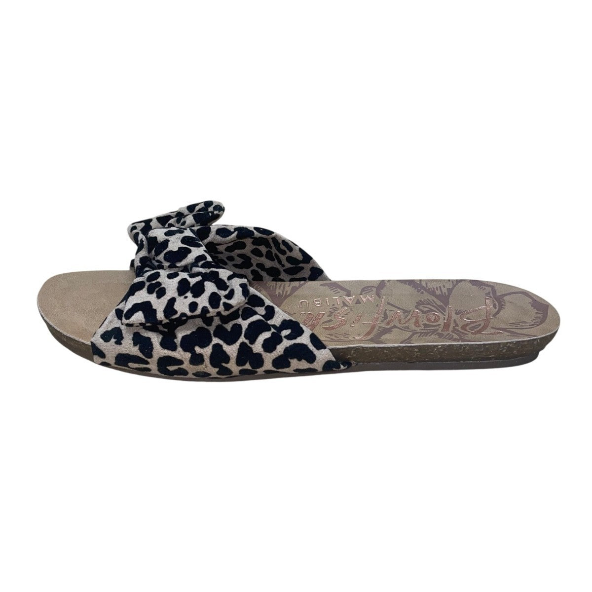 Blowfish Women’s Black & White Leopard Print Bow Detail Slide Sandals 7.5