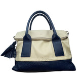 Kate Spade Women’s Ivory & Navy Leather Tassel Zipper Closure Tote Bag