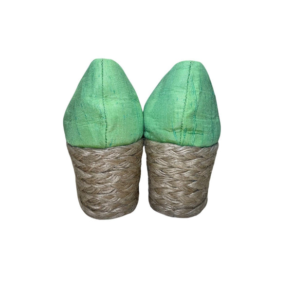Lauren Ralph Lauren Women’s Lime Shantung Cecilia Peep Toe Wedge Shoes Size 7B