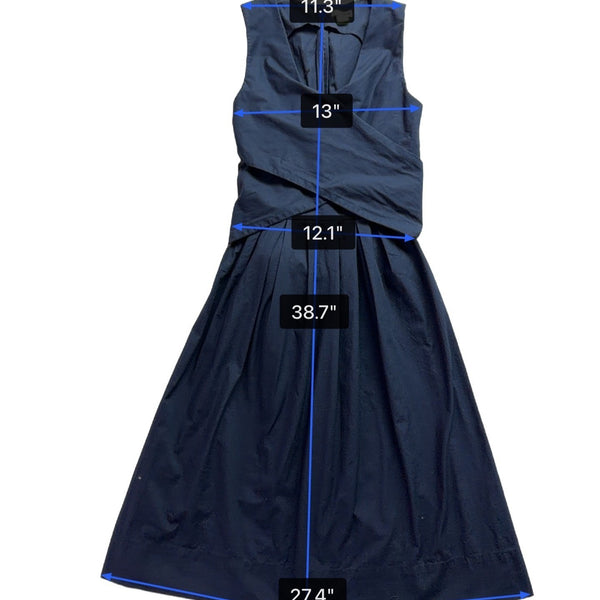 J. By J.Crew Women’s Navy Cotton Blend Sleeveless Wrap Dress Casual Fit  Size 00