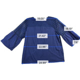 Chicos Womens Navy Top Bell Sleeves Blue Perforated Style Sz XL