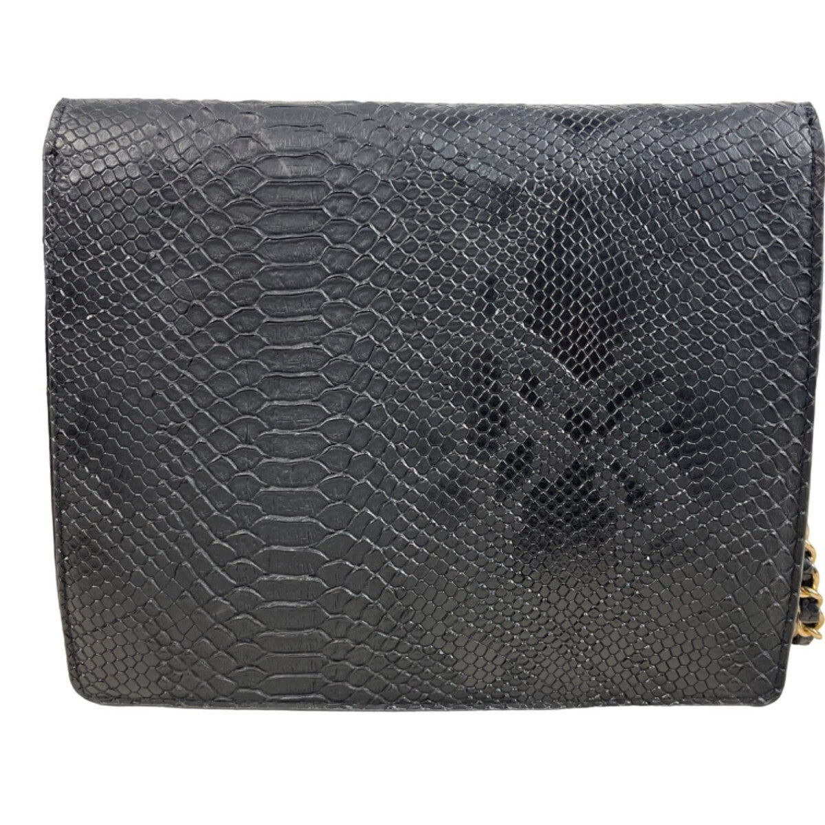 Elizabeth Grant Black Crossbody Purse Python Print Gold Chain Strap Sz S - New