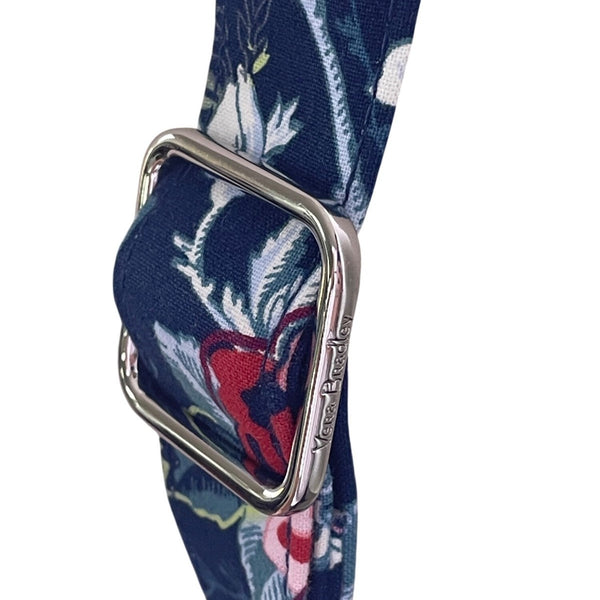 Vera Bradley Womens Navy Quilted Floral Adjustable Strap On-The-Go Crossbody Bag