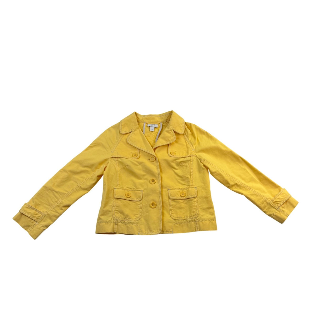 Ann Taylor Loft Womens Yellow Button Front Jacket With Pockets Size 4P
