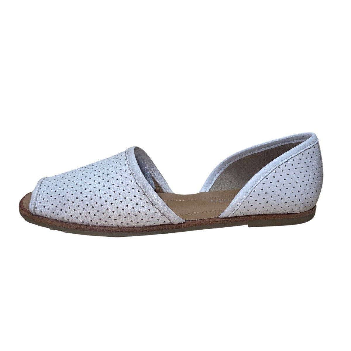 Franco Sarto Women’s White Perforated Leather Open-Toe DOrsay Flats Size 7M