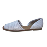 Franco Sarto Women’s White Perforated Leather Open-Toe DOrsay Flats Size 7M