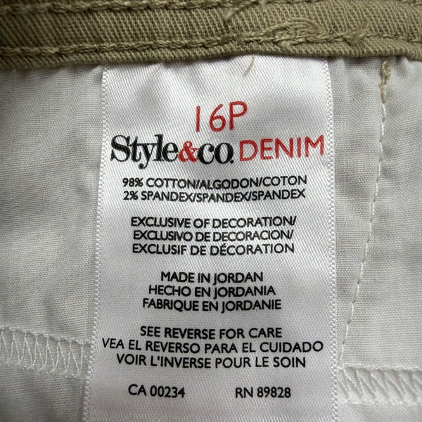 Style & Co Womens Khaki Slim Leg Tummy Control High Rise Pants Size 16P