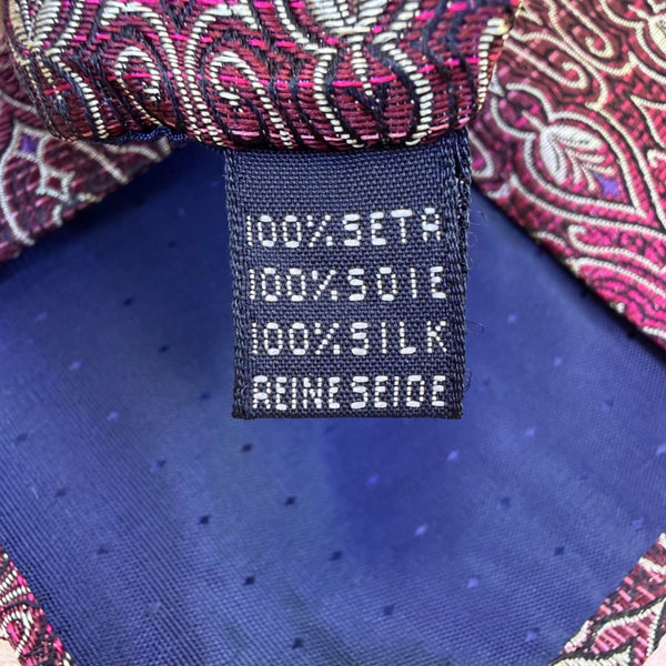 Smithsonian Institution Mens Burgundy & Blue 100% Silk Tie Paisley Pattern