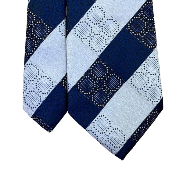 John Frederics Mens Blue/White Polyester Argyle Necktie Geometric Design