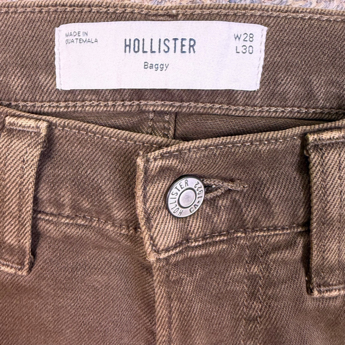 Hollister Mens Brown Baggy Jean Pants Casual Relaxed Fit Sz W28 L30