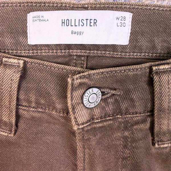 Hollister Mens Brown Baggy Jean Pants Casual Relaxed Fit Sz W28 L30
