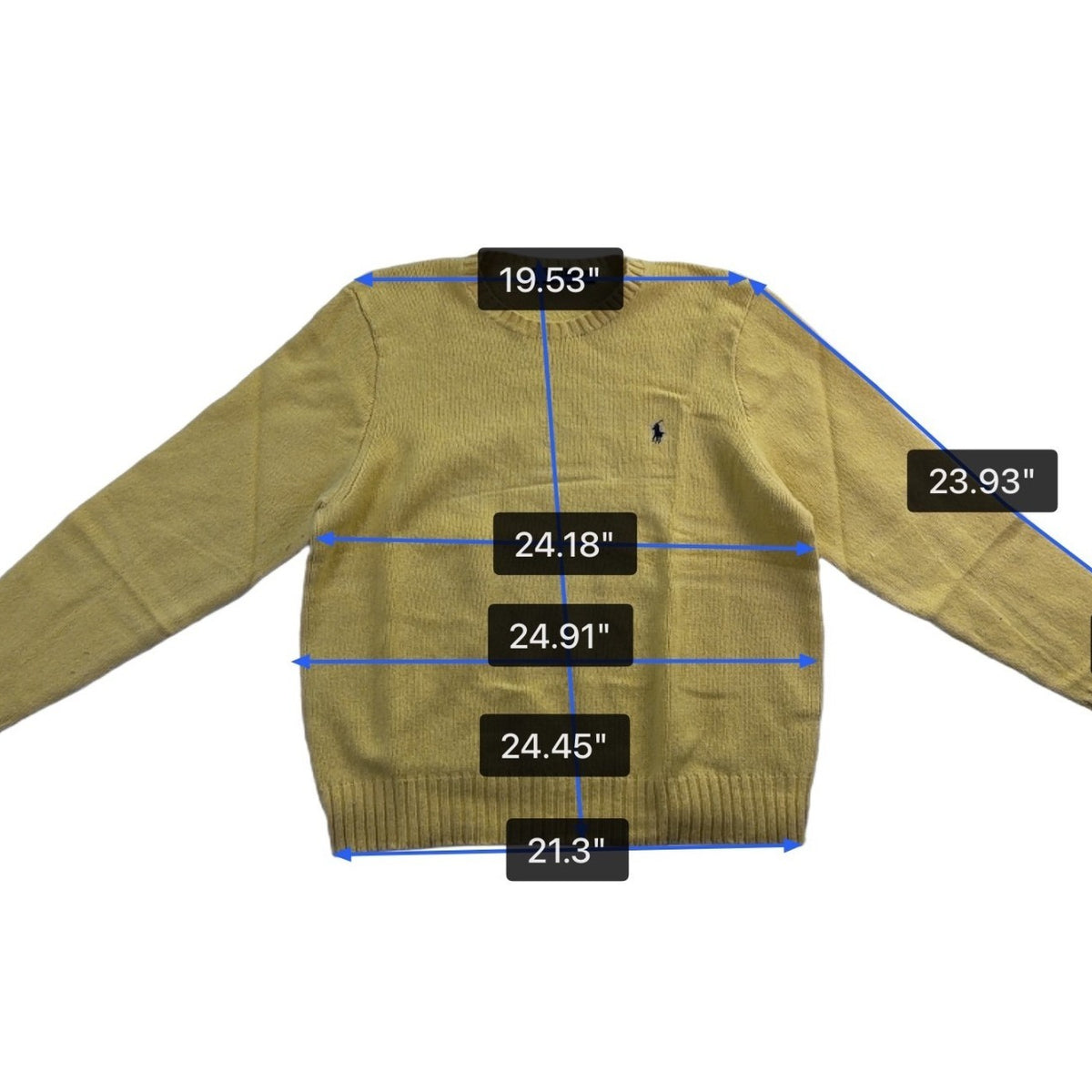 Polo Ralph Lauren Mens Yellow Crewneck Sweater Classic Knit Sz XXL