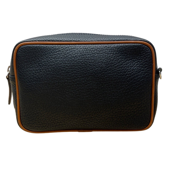 Dooney & Bourke Black Pebbled Leather Tan Trim & Adjustable Strap Crossbody Bag