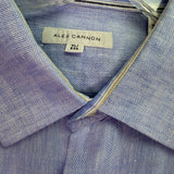 Alex Cannon Mens Blue Linen Button-Down Short Sleeve Shirt  Casual Sz XL
