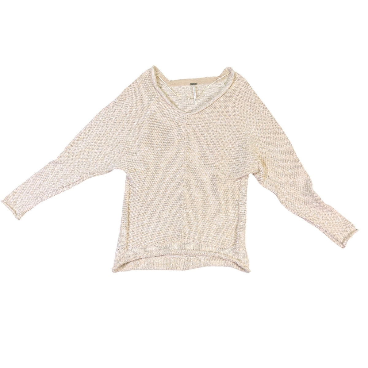 Free People Womens Beige Lightweight Knit Sweater Top Relaxed Fit  Sz XS