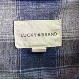 Lucky Brand Mens Blue Cotton Plaid Button-Up Western Shirt Front Pockets Size M
