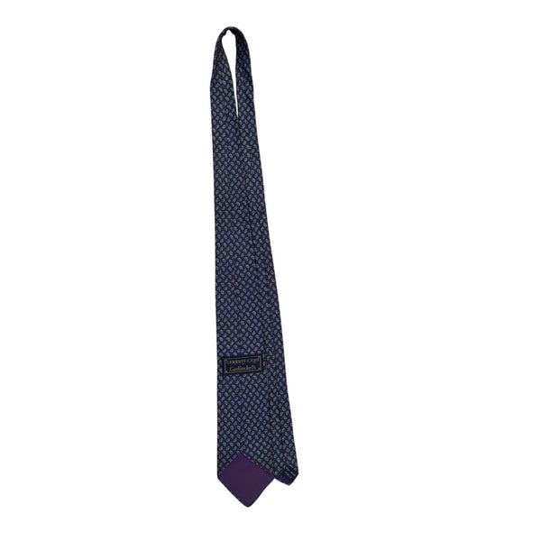 Cerruti CXIII Mens Navy Blue All Silk Patterned Tie Italy Classic Necktie