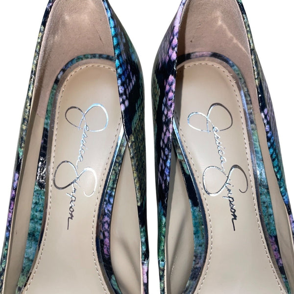 Jessica Simpson Women’s Purple & Green Snake Print Carpena High Heels Sz 7.5