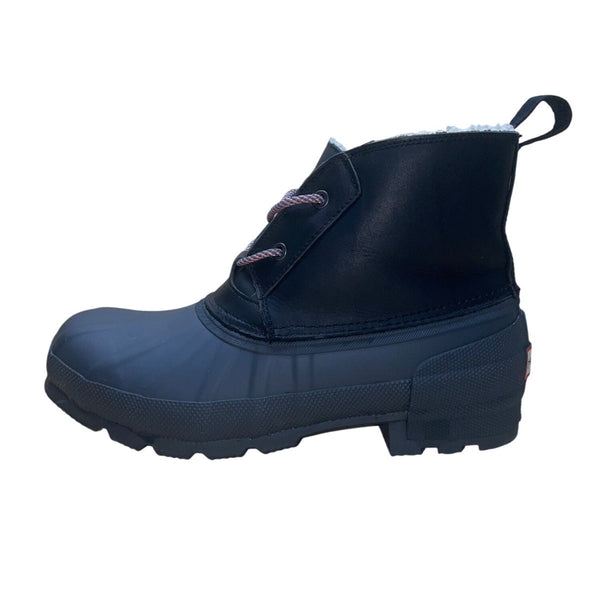 Hunter Men’s Black Rubber Insulated Lining Lace-Up Waterproof Duck Boots Size 10