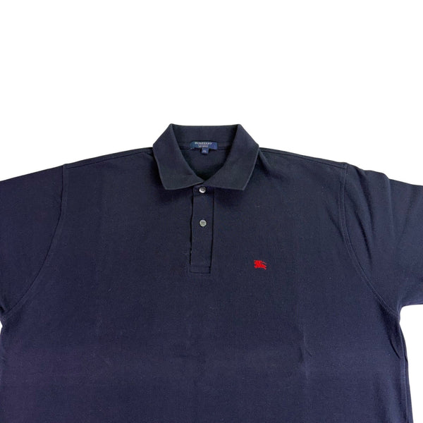 Mens Navy Blue Cotton Polo Shirt With Logo Embroidery Sz XL