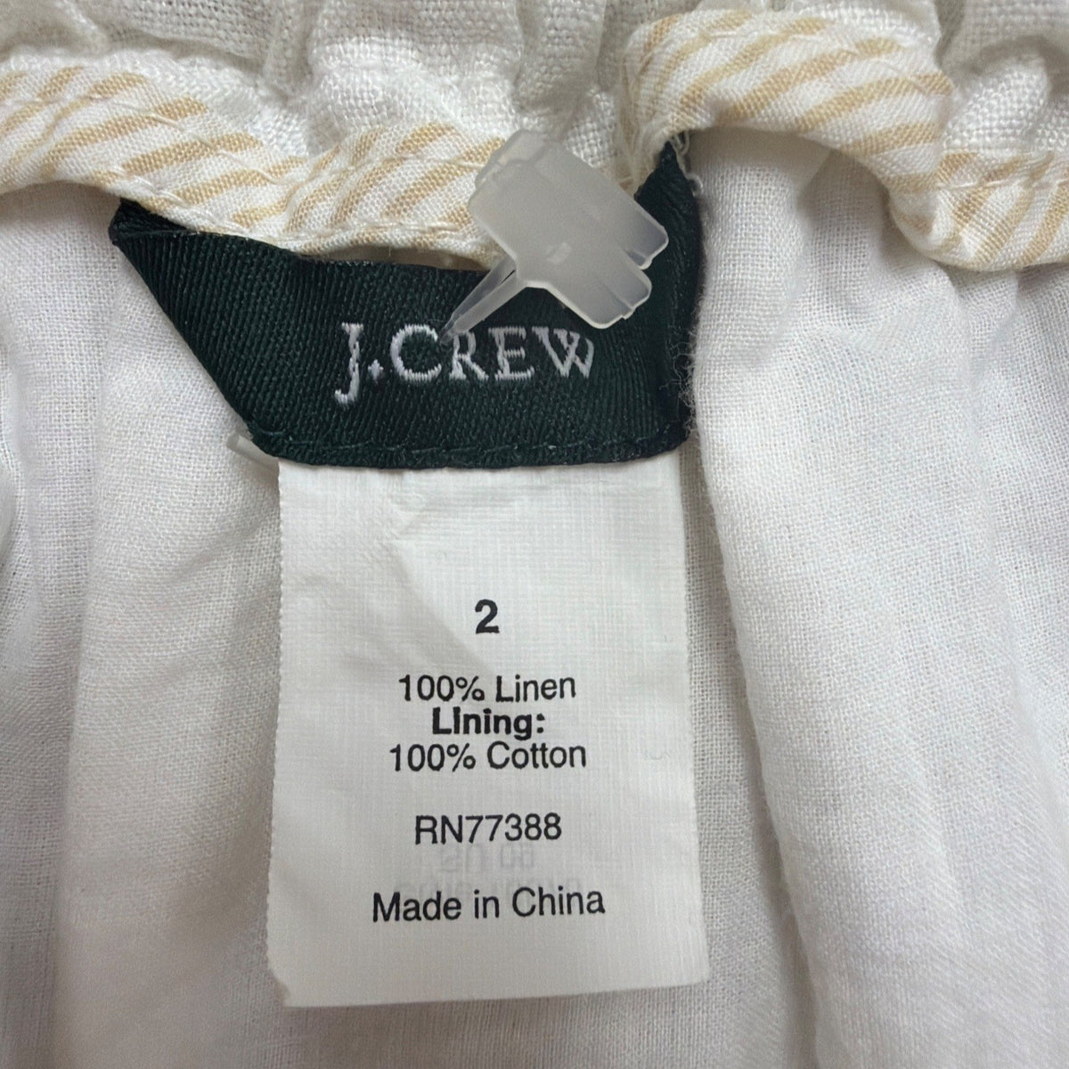 J.Crew Womens White Linen Skirt W/ Cotton Lining Drawstring Waist Size 2