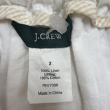 J.Crew Womens White Linen Skirt W/ Cotton Lining Drawstring Waist Size 2