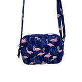 Vera Bradley Women’s Navy Flamingo Pattern Quilted Adjustable Crossbody Bag