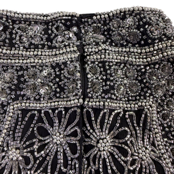 Papell Boutique Womens Black Silk Beaded Halter Top Evening Wear Size M