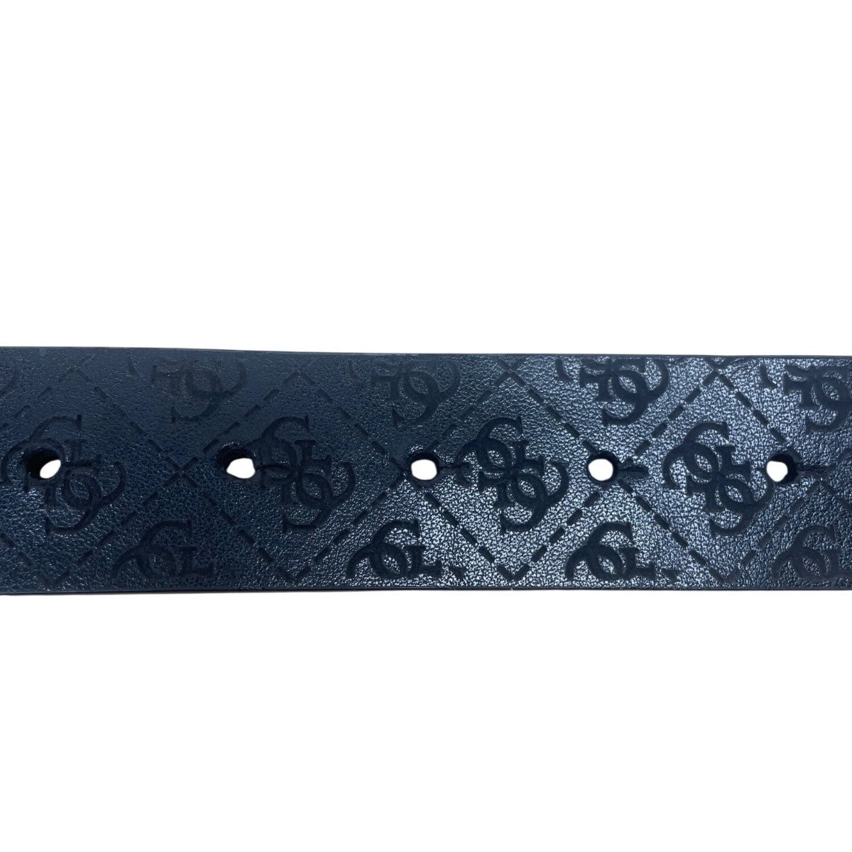 Guess Mens Black Leather Logo Belt Adjustable Polished Plaque Textured Buckle