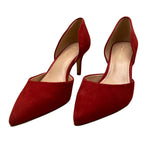 Essex Lane Women's Red Suede Pointed Toe Dakota D'Orsay Style Heels Size 7M